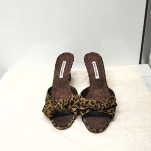 Manolo Blahnik Leopard Print Mule